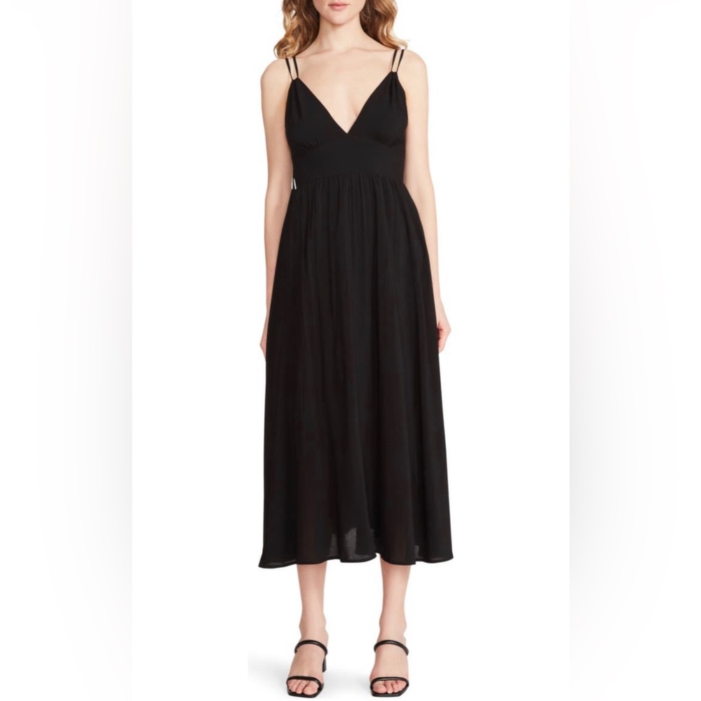 BB Dakota Steven Madden Black Midi Empire style Sleeveless V neck Casual Dress